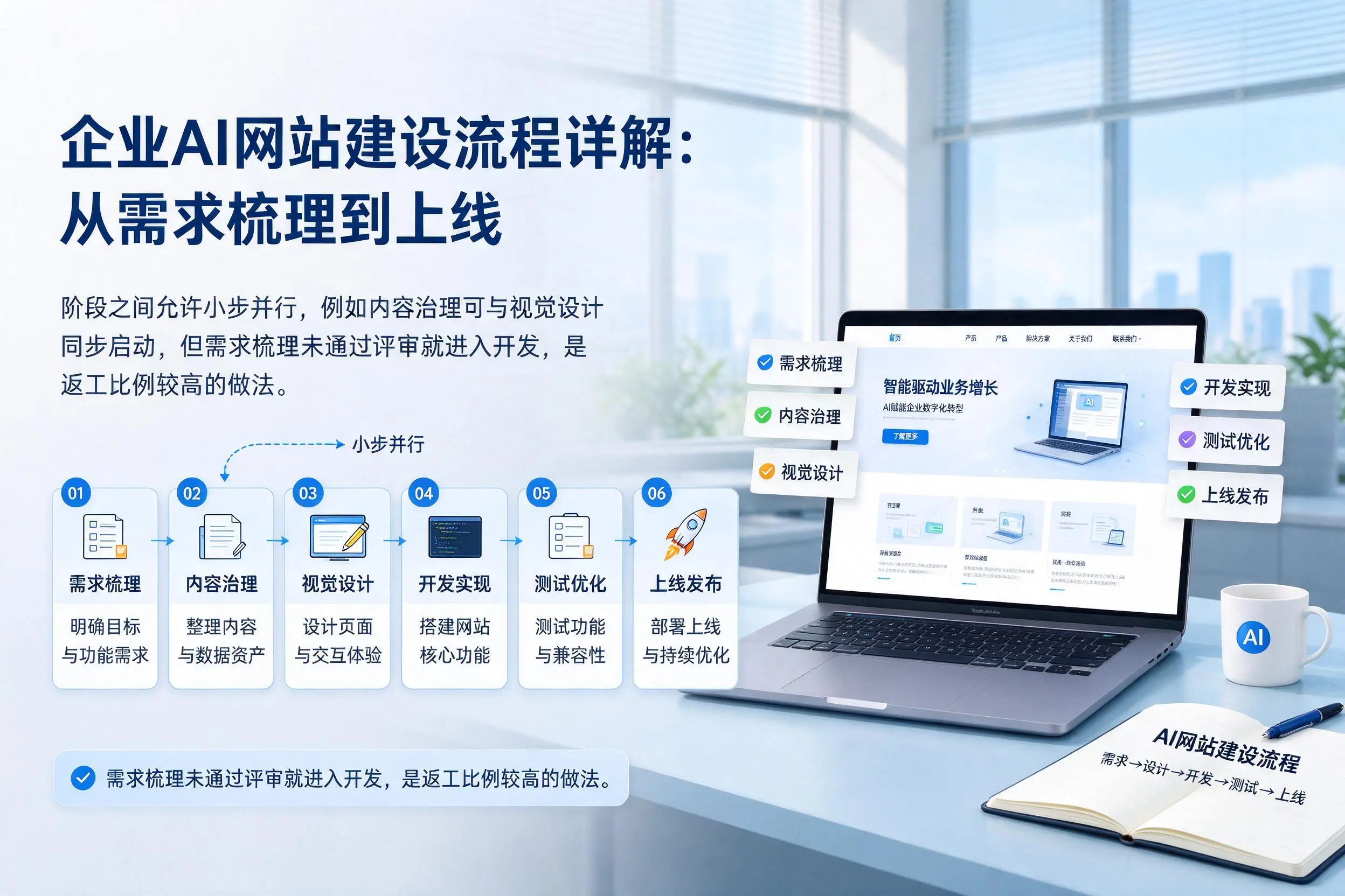 青岛企业AI网站建设流程详解：从需求梳理到上线